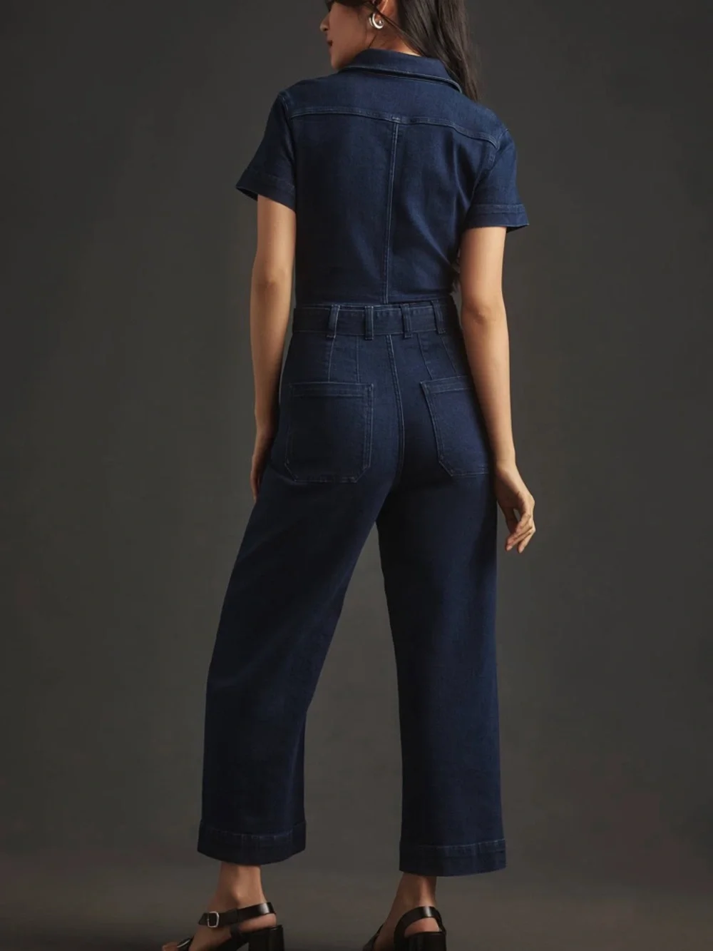 Maeve Anthropologie Colette Weekend Dark Denim Wide Leg Jumpsuit Size 2 - Picture 2 of 9